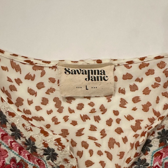 Savanna Jane Floral Embroidered Leopard Print Tunic Top - Picture 3 of 10